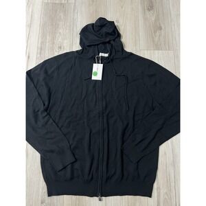 COLLARS & CO Hoodie Australian Merino Wool Full Zip Sweater Black 2XL